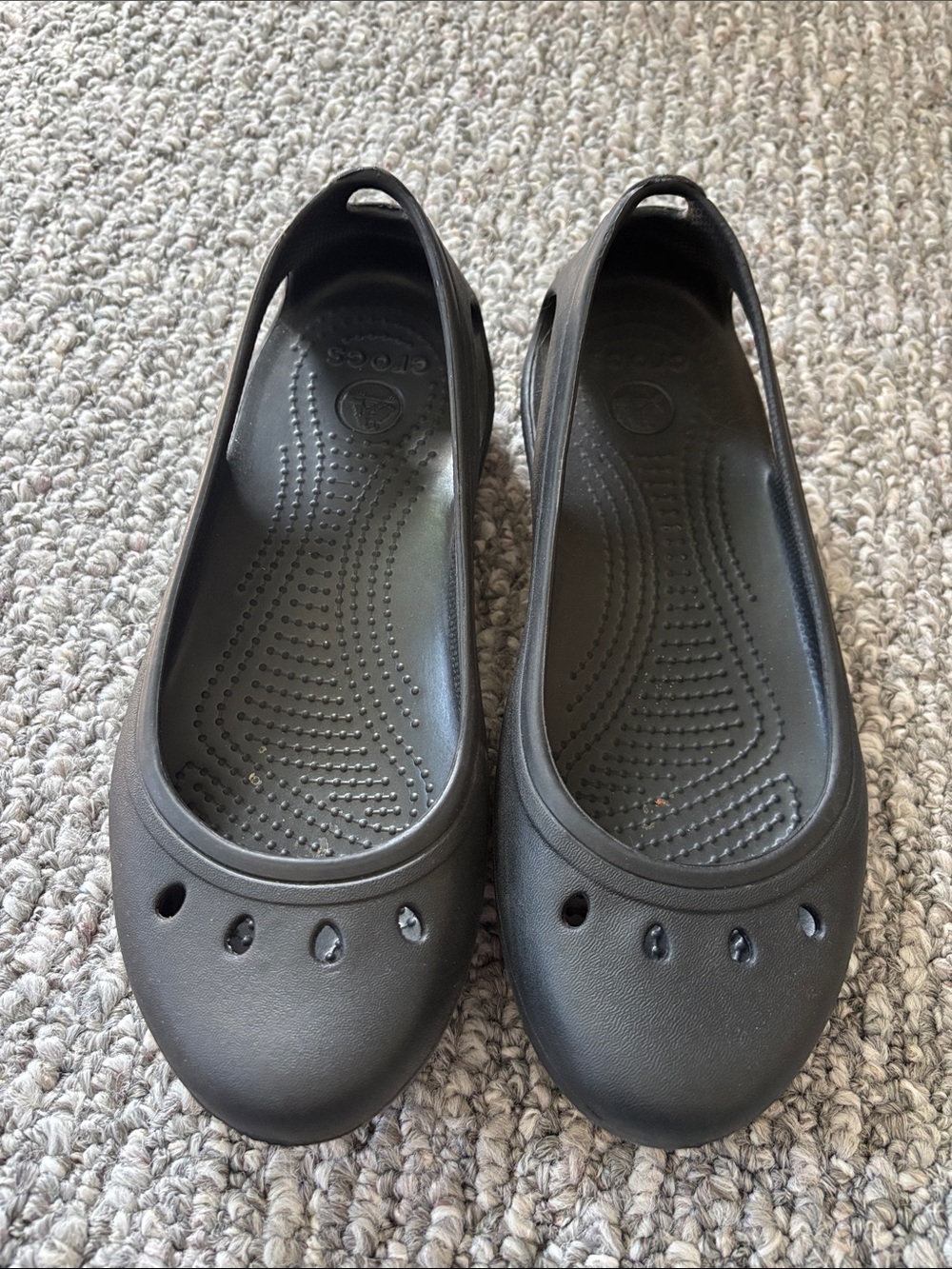 CROCS Women’s Black Slip-On Ballet Flats with Cutout Vents